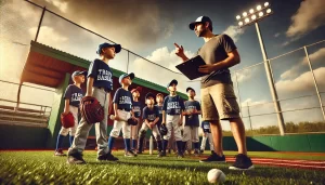 travel baseball team and coach